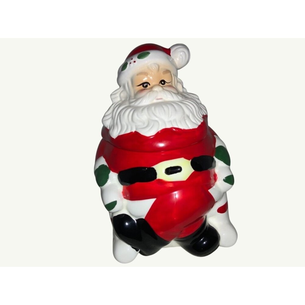 Christmas Cookie Jar Santa in Candy Cane Chair
